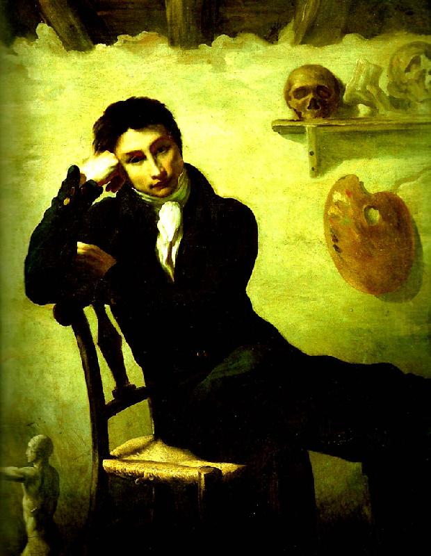 jeune artiste dans un atelier, dit autrefois autoportrait de gericault, ecole francaise